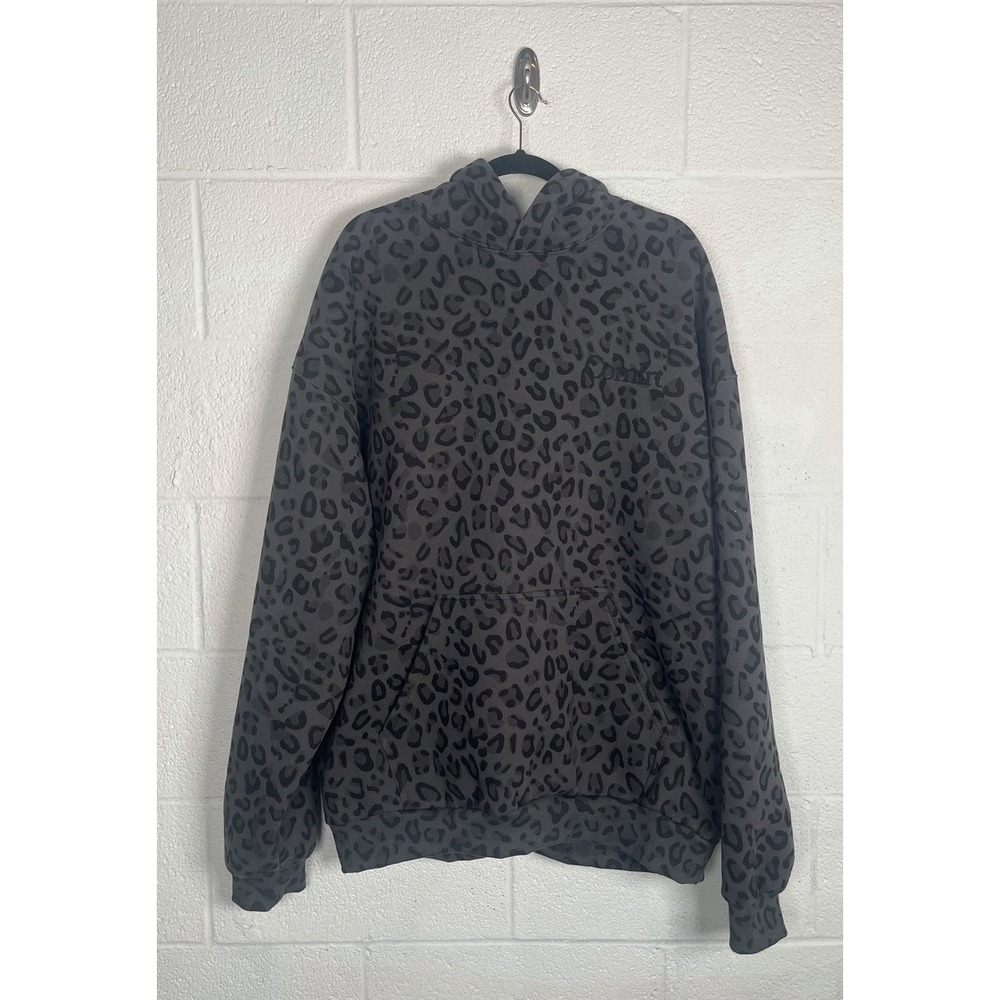 Comfrt 2XL Gray Leopard Print Hoodie Pullover Animal Print Sweatshirt